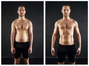 A man's body physique before cutting phase