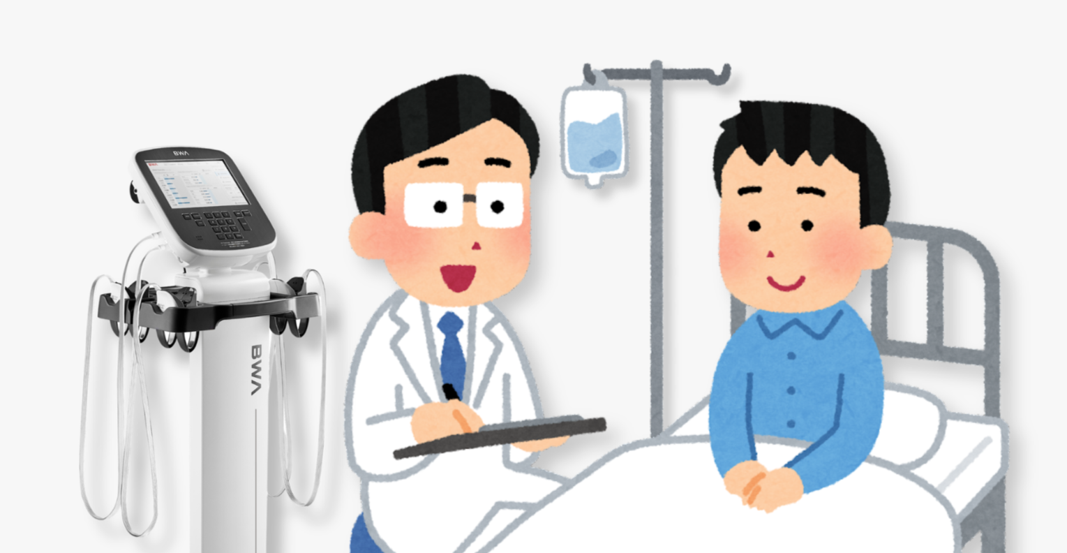Doctor explaining InBody results to his patient in a ward where the BWA2.0S is located by the bedside