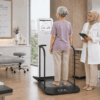 Female muslim physiotherapist assisting an elderly woman in doing the FRA510S test